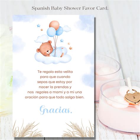 Spanish Baby Shower Favor Card , Spanish Candle Favors Favor Card for ...