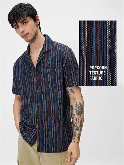 Buy Stripes: Blue, Green, Yellow Men Knit Shirt Online