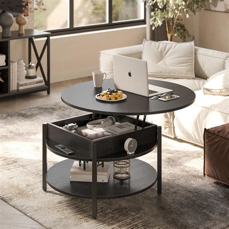Round Coffee Table With Storage Png