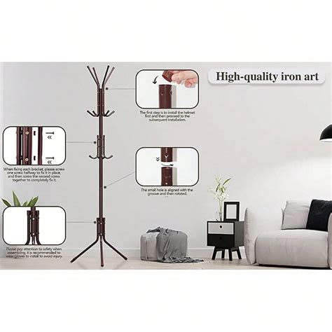 Standing Coat Rack Metal Free-Standing Coat Rack 3 Layers Free Standing ...