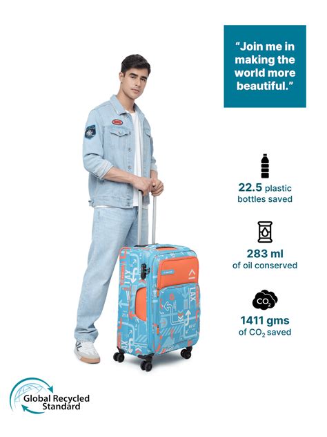 JFK Teal Blue Medium Soft Trolley Travel Bag