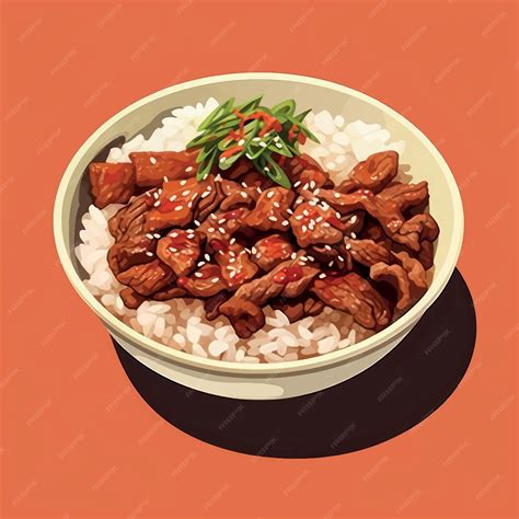 Delicious beef rice bowl illustration | Premium AI-generated vector