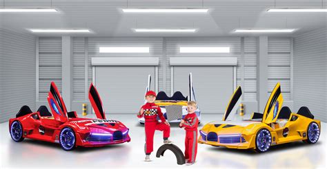 Luxury Premium Gtx Kids Racing BLUE Car Beds with Lights and Sounds ...