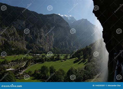 Swiss Alps Countryside in Lauterbrunnen Valley Stock Image - Image of ...