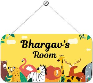 ARTBUG Wooden Bhargav Door Sign Kids Room Name Plate Price in India ...
