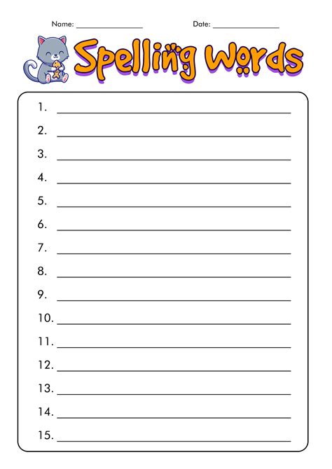 Free Printable Spelling Blank Practice Worksheets
