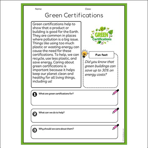 Green Certifications | Reading Passage Comprehension Questions Writing ...