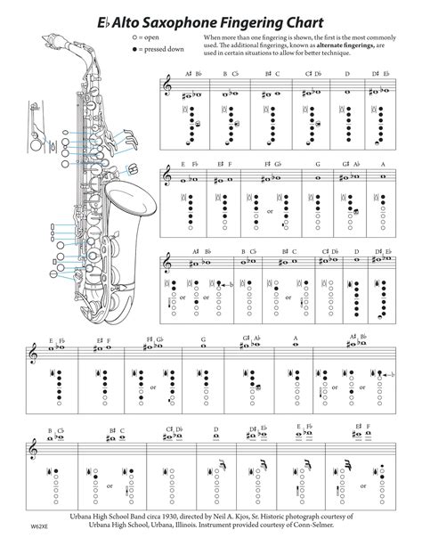 Alto Saxophone Fingering Chart