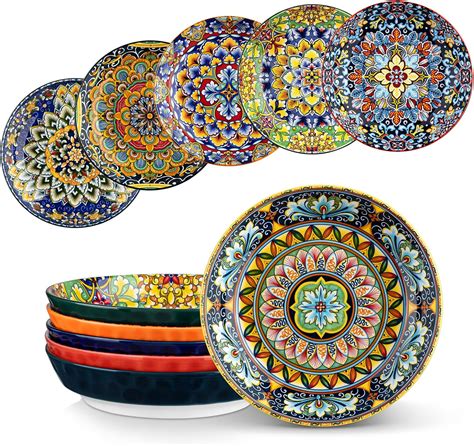 vancasso Pasta Bowl Set, Ceramic Salad Bowls of 6, 32 oz Large ...