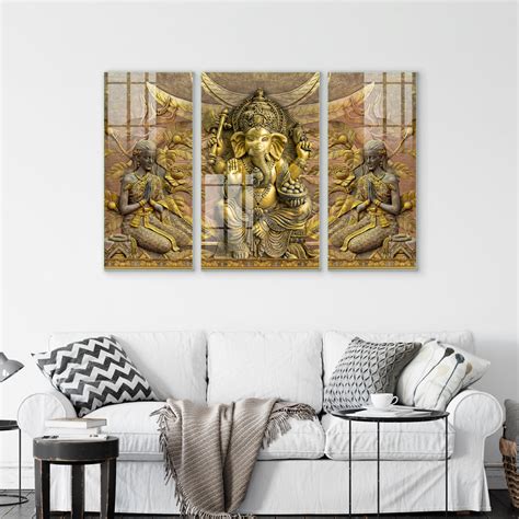 Lord Ganesha Multiframe Paintings for Home & Office Decor- Set Of 3pcs ...