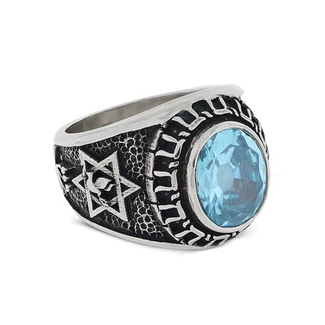 Amazon.com: Jewish Chai Ring, Personalized Hebrew Ring, Star of David ...
