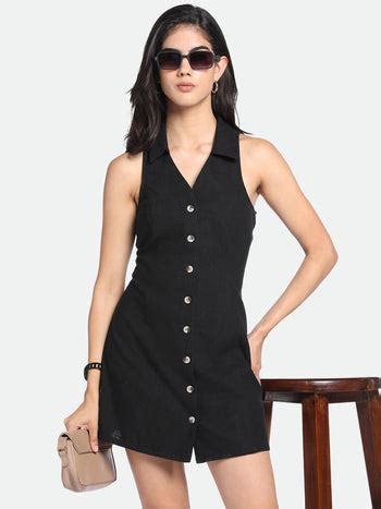 DL Woman V-Neck A-Line Fit Solid Black Dress – DENNIS LINGO