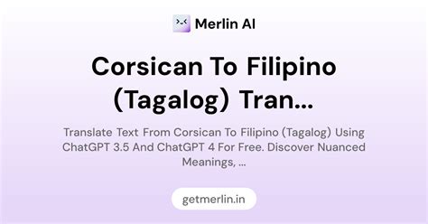 Corsican to Filipino (Tagalog) Translator