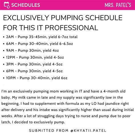 EXCLUSIVELY PUMPING SCHEDULE This IT professional | Pumping schedule, Breastfeeding and pumping ...