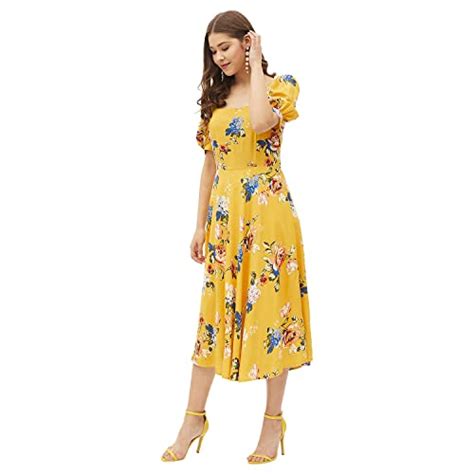 Buy Harpa Women's Viscose Fit and Flare Calf Length Casual Dress ...