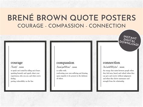 Set of 3 brene brown quotes courage compassion and connection instant ...