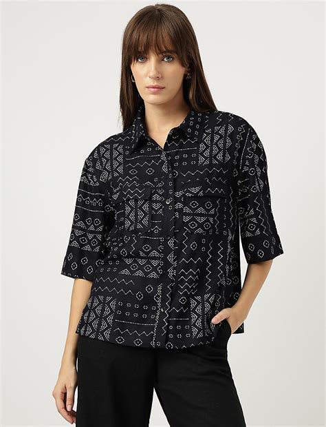 Buy Pure Viscose Print Spread Collar Shirt at Marks & Spencer