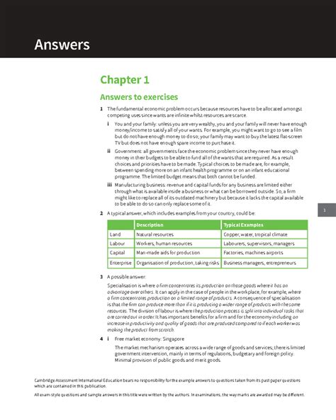 Cambridge AS and A Level Economics: Workbook Exercises Answers - Studocu