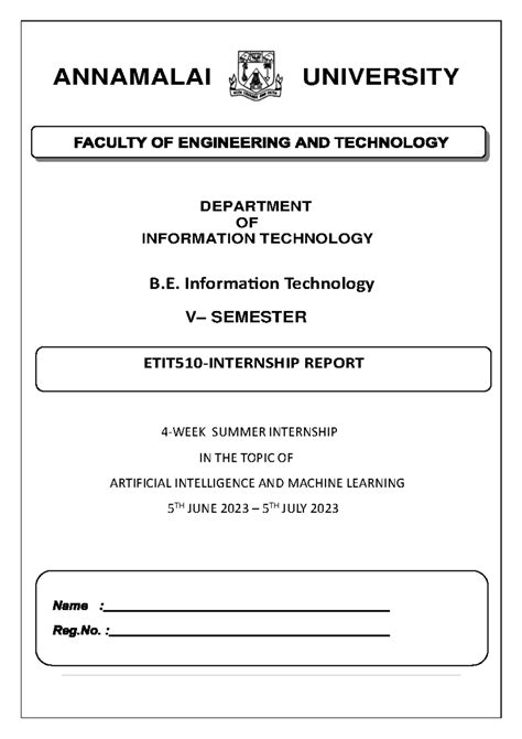 Aasath internship report 5th sem - ANNAMALAI UNIVERSITY DEPARTMENT OF ...