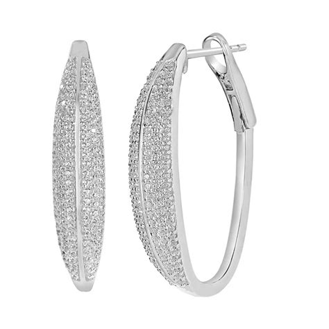 Judy Crowell Sterling Silver CZ Hoop Earrings