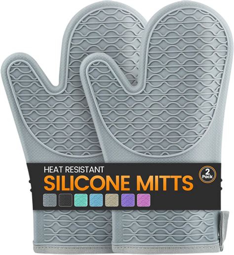 Amazon.com: Hovico Silicone Oven Mitts, Oven Gloves with Non-Slip ...