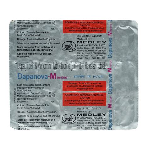 Dapanova-M 10/500 Tablet | Uses, Side Effects, Price | Apollo Pharmacy
