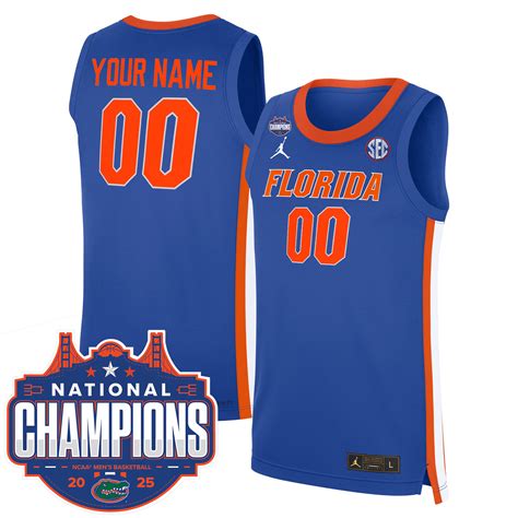 Custom Florida Gators Basketball Royal Blue 2025 National Champions Jersey