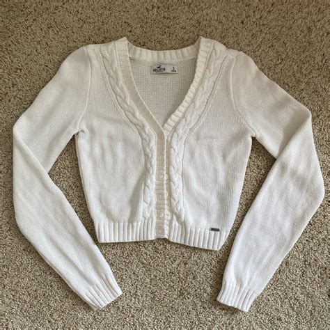 HOLLISTER white knit cardigan - NWOT size S -... - Depop