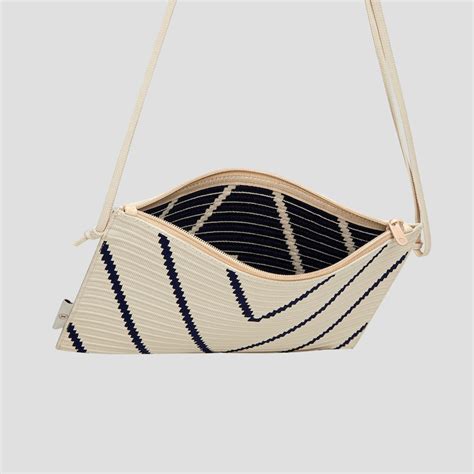 Lucy Crossbody Bags in Ivory Chevron-Sustainable & Washable | VIVAIA