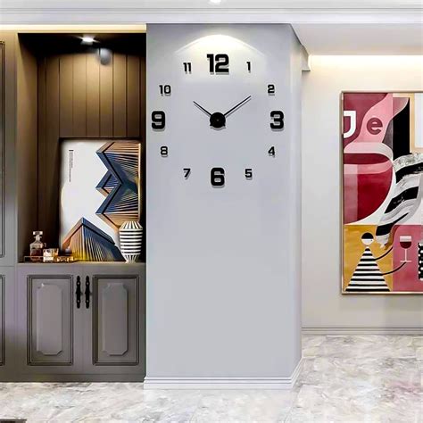 GLAANE 3D Wall Clock-Frameless DIY Large Wall Clock Stickers-Acrylic ...