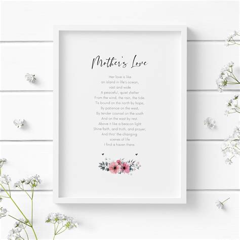 Mother's Love Poem | Print | Gift for Mum | Birthday Present | Mother's ...