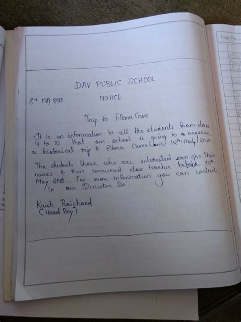 You are the head boy girl of your school draught a notice for those for ...