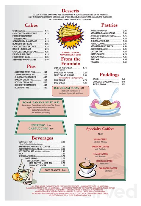 Omega Diner Restaurant menu in New Hyde Park, New York, USA