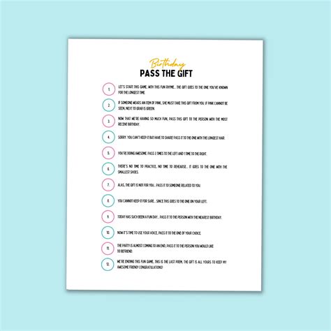 Printable Pass The Gift Game Poem Printable Word Searches/left Right ...