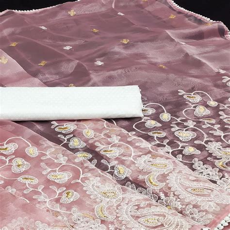 Pink Embroidered Organza Saree