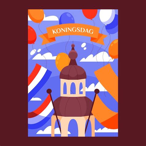 Platte koningsdag verticale postersjabloon | Gratis Vector