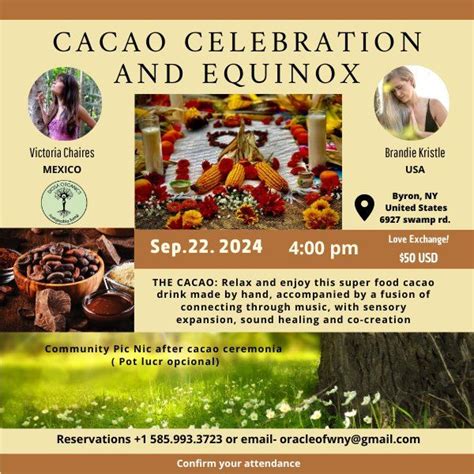 Cacao Celebration and Equinox, 6927 Swamp Rd, Byron, NY 14422-9760 ...
