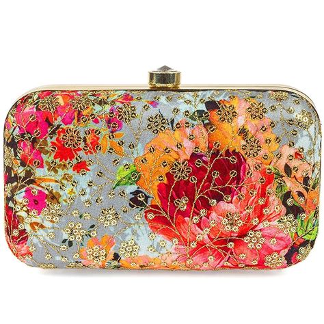 Bridal Party Wear Grey Embroidered Clutch Purse for Women – Stilento