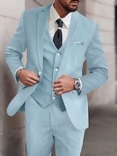 Men's Wedding Suits Notch Royal Blue Sky Blue Solid Colored Standard ...