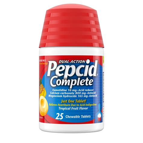 Pepcid Complete Dual Action Chewable Tablets, Tropical Fruit, 25 ct. - Walmart.com - Walmart.com