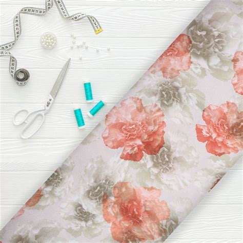 Orange And Off White Floral Pattern Digital Print Japan Satin Fabric ...