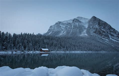 Wallpaper winter, forest, snow, mountains, lake, Canada, the snow ...