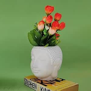 Buy CraftVatika Buddha Face Artificial Flower Pots Vases for Home ...