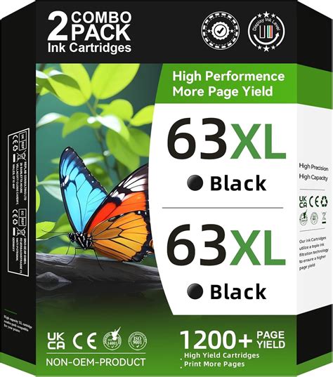 Amazon.com: 63XL Black for HP Ink 63 Black Ink 63XL 63 XL High Yield ...