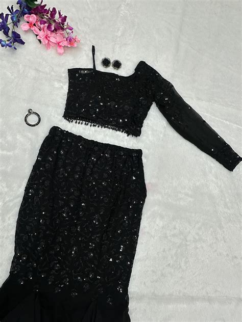 Black fish cut Sequins work Outfit– Label Manali