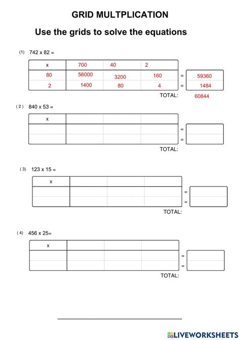 Grid Method Multiplication KS2 的图像结果
