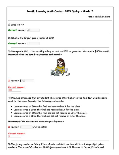 Noetic Learning Math Contest 2025 Spring - Grade 7 Solutions - Studocu