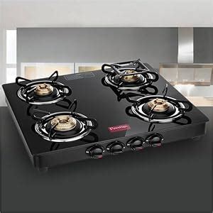 Prestige Marvel Glass Top 4 Burner Gas Stove, Manual Ignition, black ...