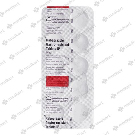 MAC 20MG TABLET 10'S : View Price, Combination and Alternatives | Medkart