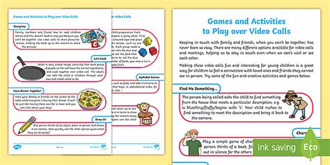 EYFS Games and Activities to Play over Video Calls